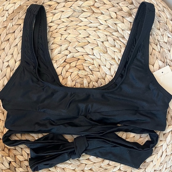 Jet Black Frolic Wrap Around Tie Bikini Swim Top Size Medium - Picture 5 of 9
